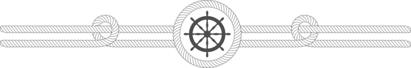 Nautical rope border with ship wheel icon design © Tartila