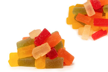 Marmalade candies isolated on a white background.