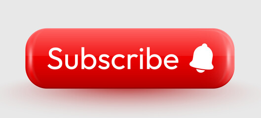 Modern red subscribe button with bell icon.