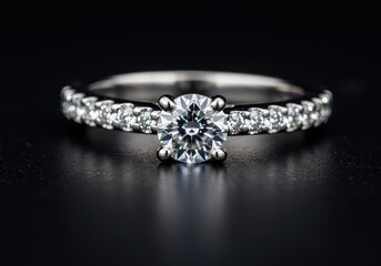 Detailed macro photograph focusing on the meticulous setting of a brilliant diamond stone into a finely polished wedding ring ,stone ,professional ,workbench