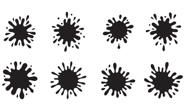 Ink Splatter Icon Set: Paint Splash Silhouette Vectors