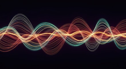 Dynamic visualization of energetic resonance. Interwoven fluid lines create an abstract, pulsing vibrational wave field ,pattern ,rendering ,harmony