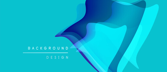 Naklejka premium Abstract background features flowing blue shapes. Gradient colors create dynamic visual effect. Modern design element for projects.