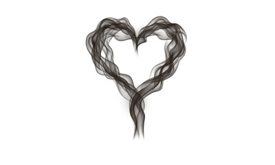 black heart smoke on white background