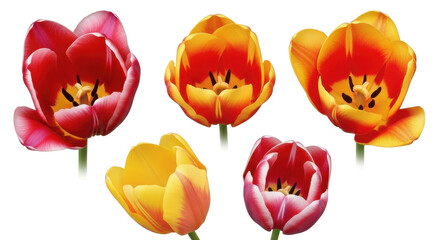 Vibrant tulips in full bloom showcase the beauty of nature, ideal for spring greetings or floral designs
