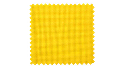 Bright yellow fabric swatch with zigzag edge detail for textile design projects isolated on transparent background