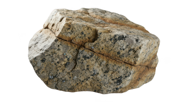 Granite rock specimen isolated on transparent background
