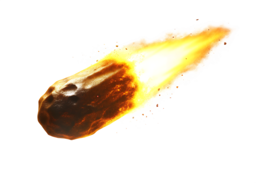 Fiery meteor streaking through space isolated on white background - Powered by Adobe