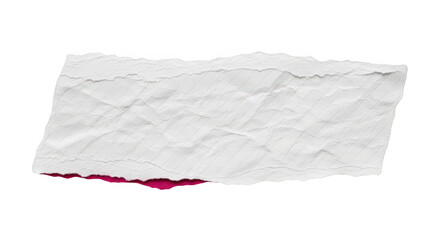 Torn white paper with red ink stain isolated on transparent background