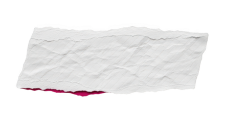 Torn white paper with red ink stain isolated on transparent background