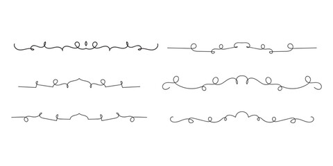 Set of Vintage decorative lines. text dividers. Line border. Lines separators, Borders, Set of various doodle style line dividers and arrow icons for design