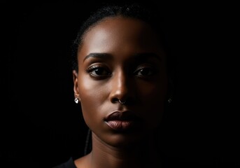 A composed and tranquil gaze, suggesting deep concentration and serenity. The steady visual focus conveys peaceful attention and stillness ,assurance ,serenity ,direct