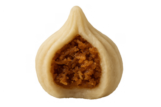 Modak sweet dumpling, a traditional indian dessert for ganesh chaturthi, featuring its rich coconut and jaggery filling, on transparent background