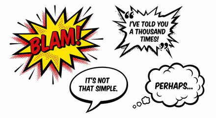 Comic Speech Bubbles - Blam, Simple, Thousand Times, Perhaps