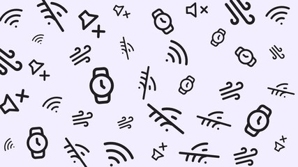 Seamless smartwatch and wireless signal pattern, technology icons on light background, digital graphic design, flat lay, minimal concept - Powered by Adobe
