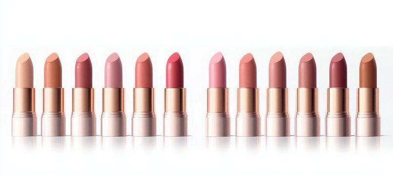 Elegant Array of Matte Lipstick Shades in Gradient - Versatile Collection for Lip Color