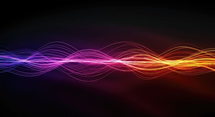 Dynamic glowing abstract background showing streaks of vibrant neon light flowing through dark space, creating a futuristic energy wave pattern ,stream ,shine ,curve