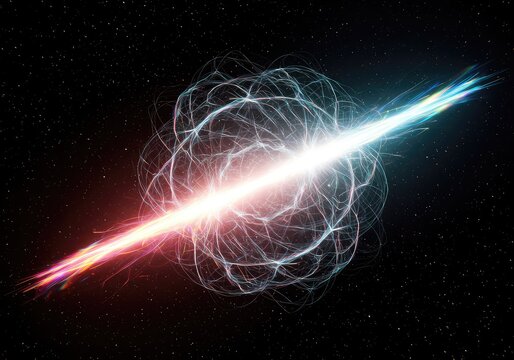 Hyperspace geometry visualization showing complex multidimensional wave patterns, iridescent light traveling through abstract cosmic energy fields ,ripple ,abstract ,space - Powered by Adobe