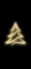 Glowing Yellow Christmas Tree on Dark Background