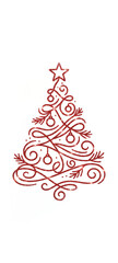 Red Swirling Christmas Tree Illustration