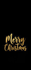 Merry Christmas Golden Script on Black Background