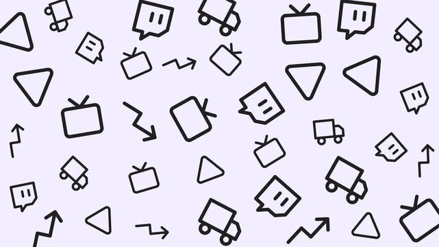 Seamless streaming and digital media icons pattern, technology concept, flat design, white background, top view, graphic illustration