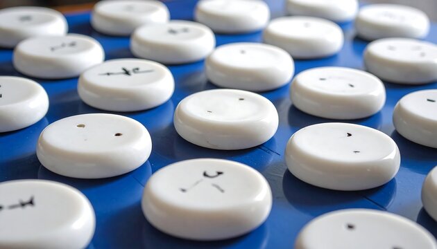Close-up shot of white tactile symbols on a blue surface for inclusive learning