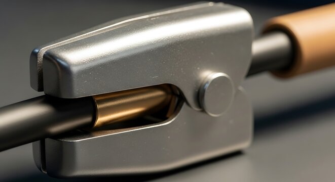 Close-up capturing precision cable crimping tool performing secure connection