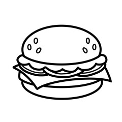 Simple Burger Line Art Illustration