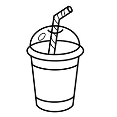 Ice Drink Line Icon Illustration