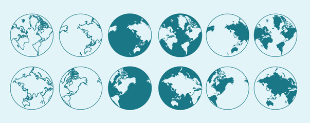 Earth World Map Filled Outline Negative Package