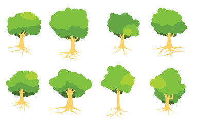 flat tree with roots vector