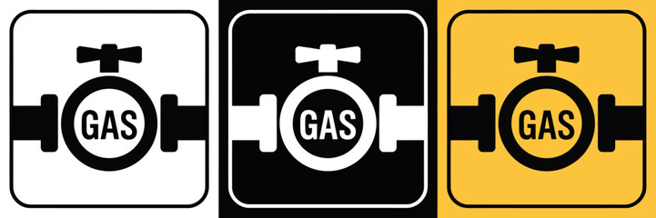 Gas pipe and valve icon collection for energy utility safety