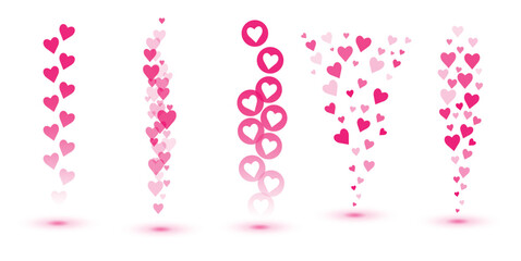 flying hearts on transparent background love likes emotions