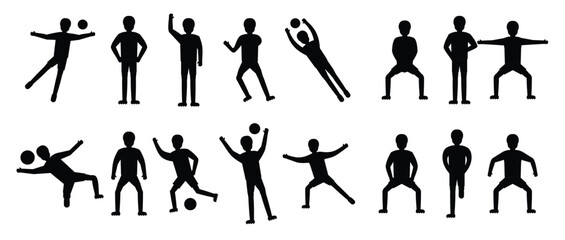 goalkeeper man icons set flat style