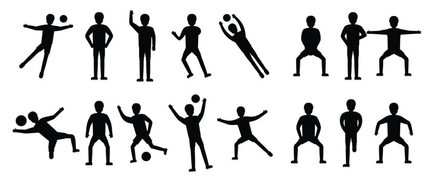 goalkeeper man icons set flat style