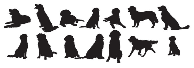  golden retriever silhouette set 