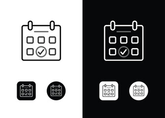 Appointment confirmed, done schedule, event confirm icon sign symbol in outline line art style vector