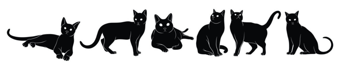 hand drawn silhouette of cats