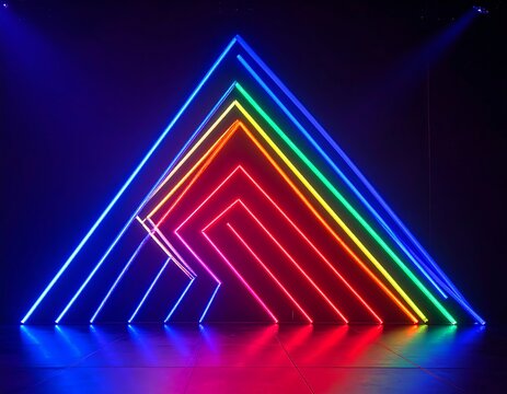 Neon light pyramid stage