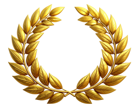 Golden Laurel Wreath With Metallic Glow transparent background png - Powered by Adobe