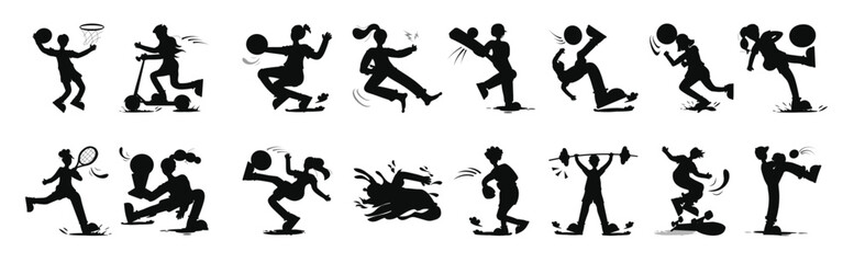 collection of sportsman flat illustrations 