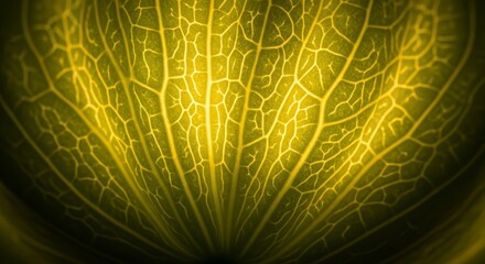 Abstract Close-Up Of A Vibrant Leaf Displaying Intricate Vein Structures And Patterns