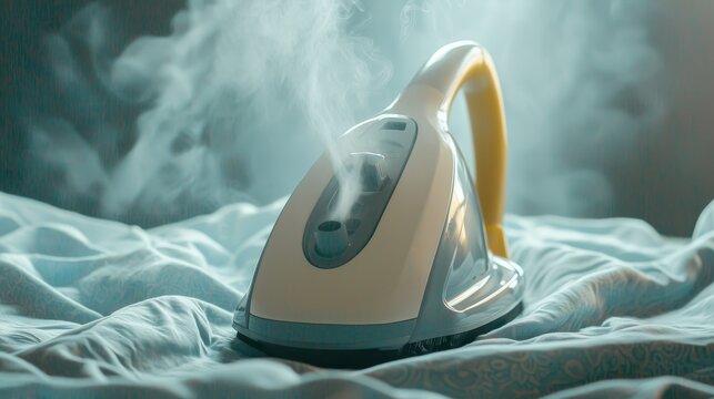 Powerful Electric Garment Steamer in Use on Linen Fabrics for Efficient Home Ironing and Care