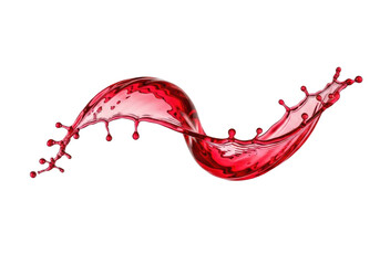 Dynamic elegant splash of vibrant red liquid, drink, frozen intricate wave structure, spherical droplets, transparent background, bright studio light, visual dynamism concept