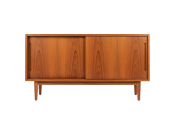 Mid century modern teak sideboard with sliding doors and tapered legs