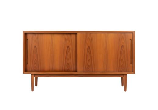 Mid century modern teak sideboard with sliding doors and tapered legs