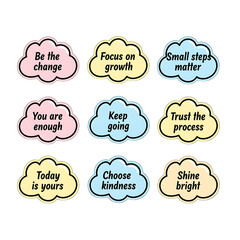 Motivational Cloud Stickers Positive Affirmations to Inspire and Uplift
