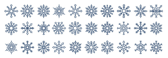 collection of icons related to snowflakes including icons