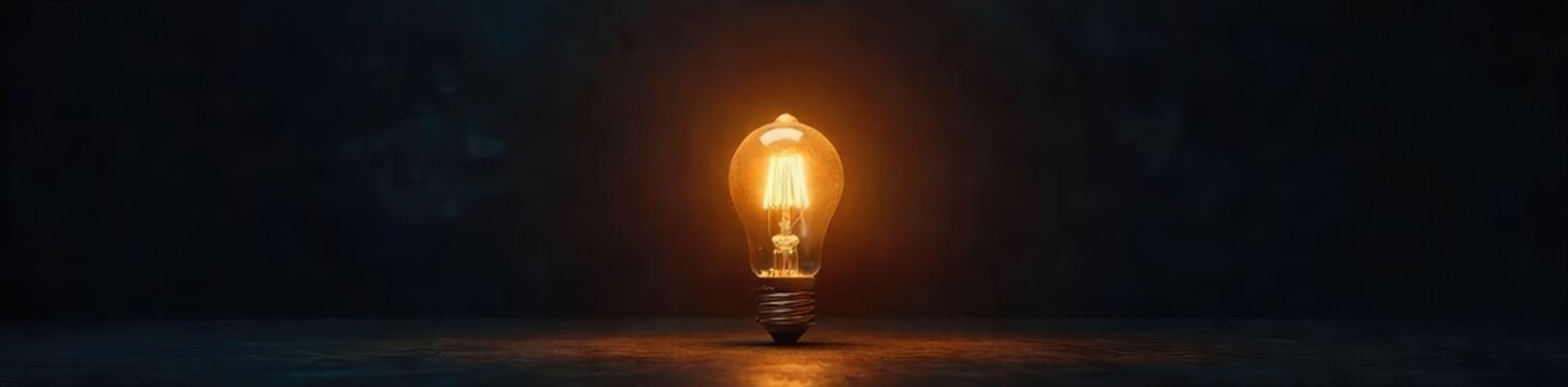 A single, bright light bulb illuminates a dark room, representing a flash of inspiration or a new idea The contrast highlights the power of a great concept , knowledge, bright